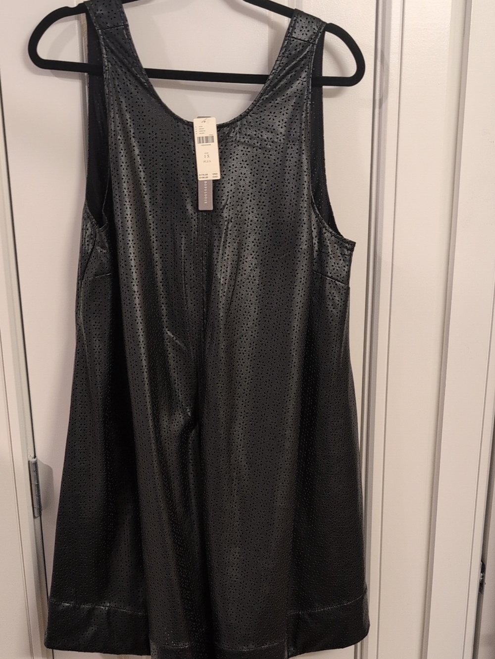 Maeve Black Perforated Faux-Leather Mini Dress
